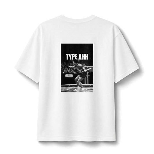Triple Graphic Tee — 'TYPE AHH' Black & White Vintage Print