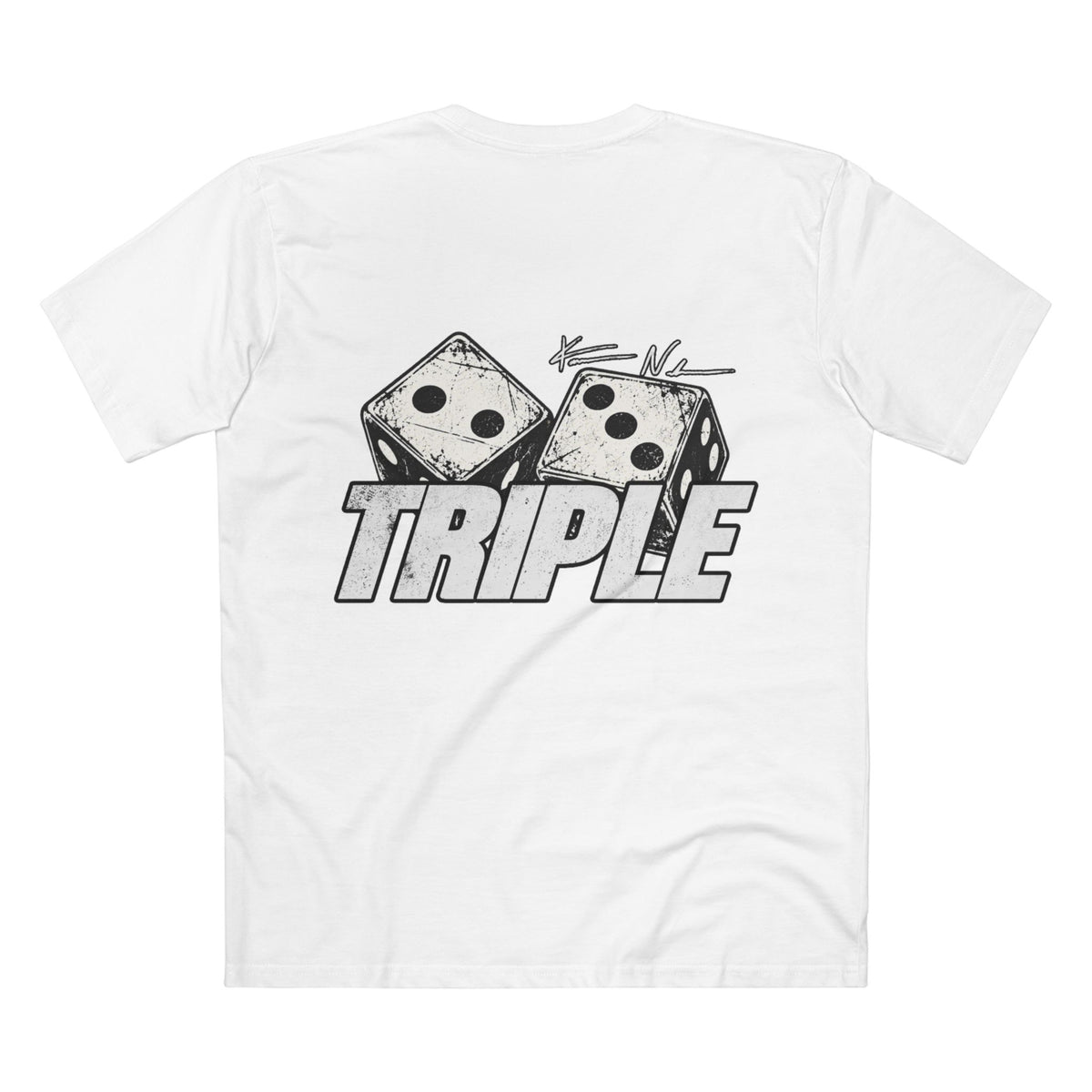 Triple Dice Graphic Tee — Vintage Dice Back Print, Small Front Logo