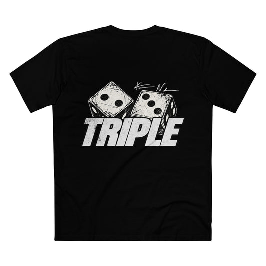 Triple Dice Graphic Tee — Vintage Dice Back Print, Small Front Logo